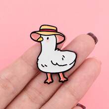 1枚愤怒企鹅和鸭子胸针，“女士们，行动起来！”标语珐琅翻领别针 - 可爱的背包和衣服徽章 - 白色 - 查看 8