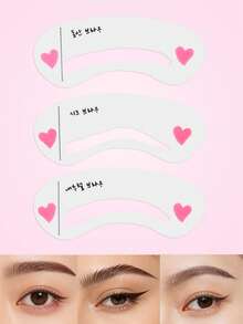 3片/12片/18片装多形状眉形模板，眉妆塑形模板，单线眉，直眉，欧美眉型，眉妆工具，眉形模板套装 - 彩色 - 查看 2