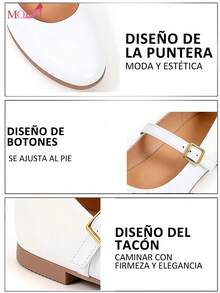 MODA Zapatos de mujer blancos con correa en el talón de estilo Mary Jane, de tacón bajo cómodo y puntera cuadrada, zapatos de tacón para graduación, tacones para baile de gala, ideales para verano, Navidad, otoño, Año Nuevo y San Valentín,Zapatos blancos puntiagudos tipo mocasín para mujer, zapatos planos casuales para oficina, zapatos multifuncionales para exteriores, zapatos Mary Jane de lujo, zapatos planos para primavera y verano - Blanco - Ver 10