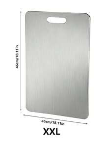 1pc High-Quality Double-Sided Stainless Steel Cutting Board - Reinforced Durable, Anti-Mold, Suitable For Kitchen And Dining, Easy To Clean With Water, Hygienic - Silver - View 17