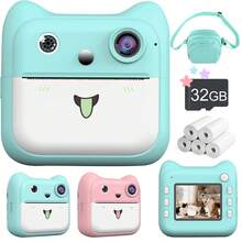 Instant Print Camera & 1080P HD Digital Camera With Zero-Ink Printing Technology | 3-In-1 Portable Photo Printer With Fun Filters And Built-In 1300mAh Battery For On-The-Go Memories | Gift For Travel, Christmas, Birthdays, And Parties - Blue/Pink, Portable Camera - ET-multicolor - View 3