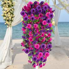 2 Sets - UV Resistant Outdoor Artificial Hanging Plants - Plastic Faux Flowers, Suitable For Weddings And Engagements, Holiday Porch And Patio Decor, Seasonal Decoration, Without Pots (Due To Lighting, Display And Other Reasons, There May Be Slight Color Difference Between The Actual Product And The Image) - Multicolor - View 9