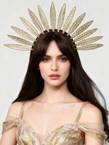 1 Set Greek Goddess Costume Accessories - Women's Toga Robe, Gold Leaf Bridal Crown Headpiece