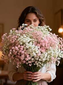 粉色满天星仿真花，迷你仿真满天星花束，适合插花、DIY花束装饰、家居装饰、室内装饰、桌面装饰、客厅装饰、办公室装饰、户外花园装饰、婚礼装饰、派对装饰、生日装饰 - 粉色 - 查看 11