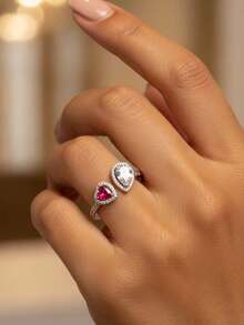 1pc S925 Sterling Silver Fashion Asymmetric Zirconia Twist Adjustable Ring, Elegant Jewelry Gift For Women - Style 3 - View 1