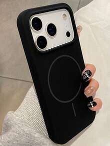 奢华磁吸软硅胶手环手机壳，兼容 17 Pro Max/17/16/15/14/13/12/11 Pro Max Plus，支持磁吸无线充电，防震保护套 - 黑色單殼 - 查看 4