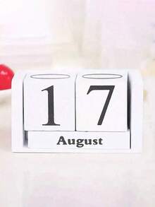 1pc Wooden Perpetual Calendar - Elegant Wooden Block Calendar With Daily Date Display, Suitable Office, Study, Shop, Bar, Home And School Desk Decor, - 彩色 - 查看 9