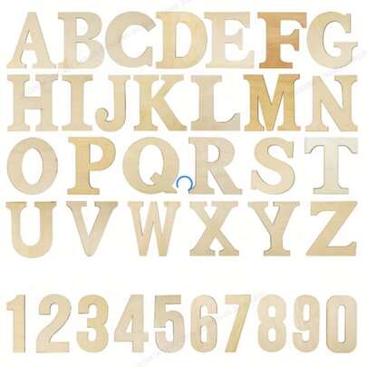 36pcs 6-Inch Unfinished Wooden Letters & Numbers, Craft Alphabet Home Decor, Room Decor, Party Decor
