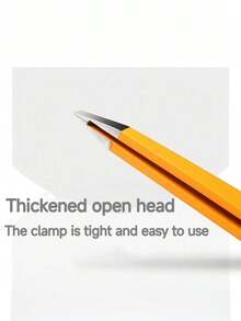 高精度超薄扁头黑头眉毛睫毛夹，不锈钢眉毛睫毛镊子，修眉美容工具 - 純色 - 查看 3