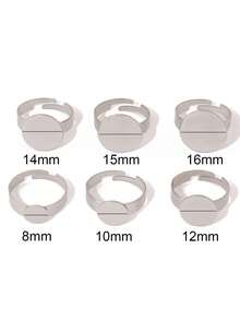 5pcs Stainless Steel Round Adjustable Open Rings Findings Stone Blank Ring Base For DIY Rings Jewelry Making Accessories Supplies - Ring Setting - View 2