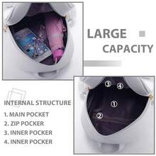 K.E.J. Mini Backpack Bowknot Leather Backpack Purse 3-PCS Cute Small Backpack For Women Ladies - Grey - View 5