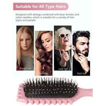 Pink Curl Defining Brush For Curly Hair – Detangling & Styling Brush For Women & Men, Defines 2A To 4C Curls, Reduces Frizz, Perfect For Wet & Dry Hair - Pink-1Pc - View 5