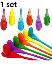 1pc Wooden Spoon Egg Racing Game Set, Wooden Balance Spoon Easter Egg Racing Game Set, Outdoor Lawn Game, Easter Gift, Halloween Gift, Christmas Gift - Multicolor - View 12