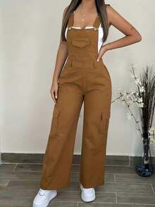 Áo vest cổ chữ V và quần ống rộng - Trang phục công sở - Màu Khaki - Xem 5