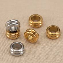 10pcs 6mm Gold Stainless Steel Large Hole Spacer Beads, For Jewelry Making DIY Bracelet Necklace Craft Materials - Multicolor - View 2