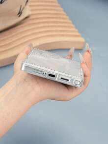 1pc Customized Family, Friends, Couples Photo Shockproof Electroplated Rhinestone Simple Protective Phone Case, Suitable Compatible With Samsung S23/S24/S25 And Other Models, Ideal As A Gift For Friends Or Others - Silver - View 6