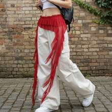 Women's  Hip Scarf Elegant Solid Color Asymmetric Ruffled Waist Belt Skirt For Party Carnival Wear - 紅色 - 查看 1