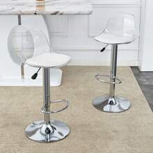Two-Part Adjustable Beam Chair: Transparent Backrest + Silver Metal Legs, Height Adjustable From 82 To 104 Cm, 360° Swivel. - Silver - View 7