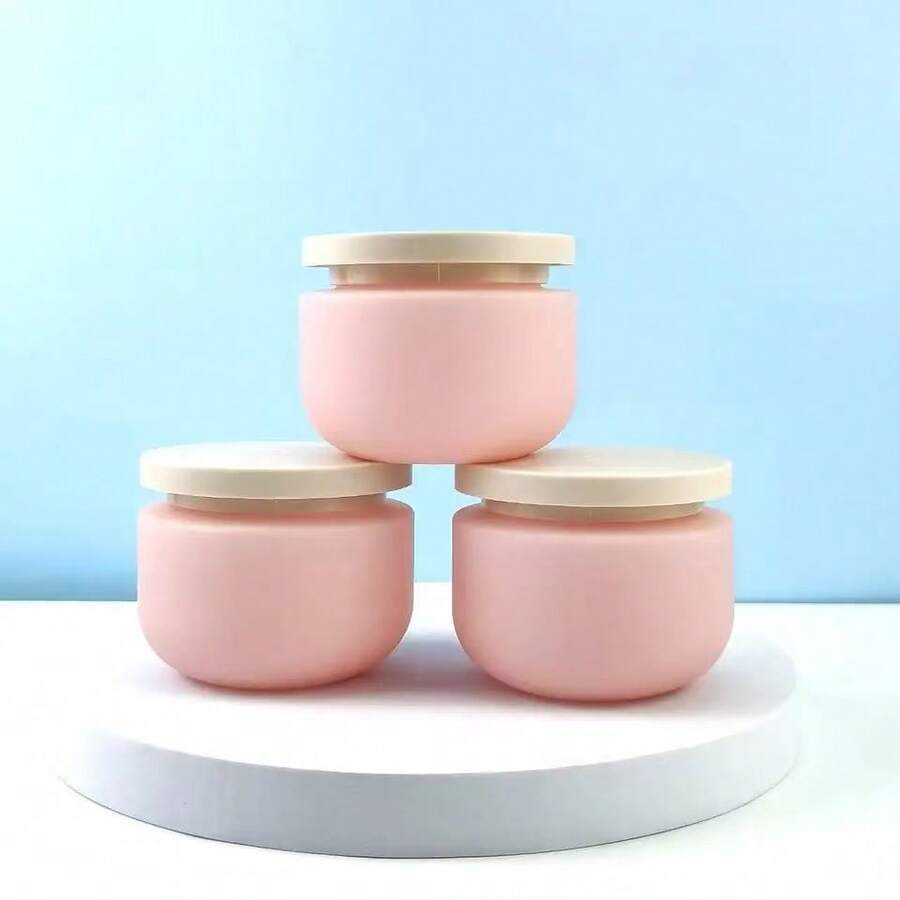 1/3pcs 250ml Pink Cream Jar With Lid Body Lotion Scrub Jar Hair Mask Cosmetic Bottle Container Travel Portable Dispenser Bottle - Pink - View 1