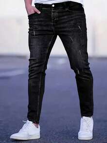 Men's Casual Fashion Ripped Skinny Stretch Denim Jeans