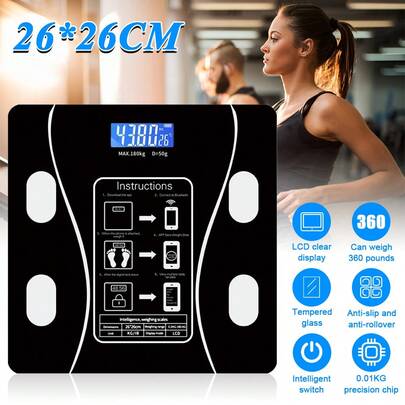 Smart Scale For Body Weight, Digital Bathroom Scale , Muscle Mass, Bluetooth Body Fat Scale,Smart APP Weight Scale High Accuracy Digital Bathroom Scale Black