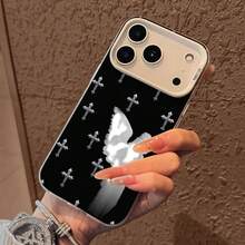 Estuche para teléfono con patrón de ángel y cruz Compatible con estuches para teléfonos ,  17,  16 Pro Max,  15 Pro Max,  13 y  12 Hecho de material de TPU, brinda protección contra golpes y caídas Un gran regalo para familiares, amigos, seres queridos, novios/novias y aniversarios - Blanco - Ver 6