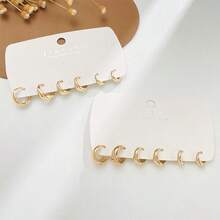 1 Set Fashionable Metal C-Shaped Stud Earrings, New Style Jewelry - one-size - View 3