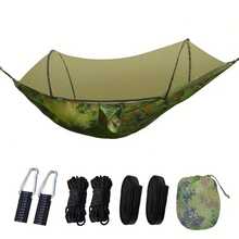 3-In-1 Double Camping Hammock With Mosquito Net & Sunshade, Durable And Portable, Suitable For Hiking, Patio Adventure, Garden Relaxation - Durable And Lightweight Design, Suitable For Camping, Backpacking, Wilderness Travel, Hiking, And Parks, Includes Straps, Carabiners, And Premium Carrying Bag - Suitable For Backyards, Patios, And Camping - Easy To Assemble, Heavy-Duty Nylon Fabric, Easy To Install, Compatible With Sturdy Frames, Camping Equipment, And Accessories. - 彩色 - 查看 12