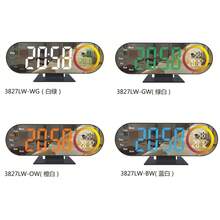 Reloj Despertador de Espejo de Mesa Digital LED con Fecha, Semana, Pantalla de Temperatura, Luz Nocturna Ambiental Colorida - Blanco - Ver 1