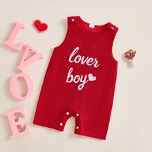 Baby Boy Valentines Day Outfit Lover Letter Print Romper Toddler Boys One Piece Jumpsuit Corduroy Overalls 0-3Y . Valentines Day Baby Boy Knit Romper, My First Valentines Day Baby Boy Overalls - 紅色 - 查看 9