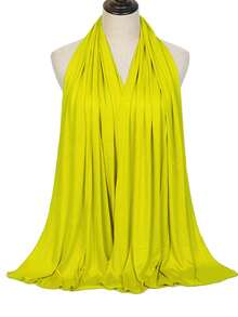 1 件 Abaya 配饰纯色女士头巾新款时尚大号头巾柔软头巾休闲女士围巾头带面纱衣服 - 綠色 - 查看 7