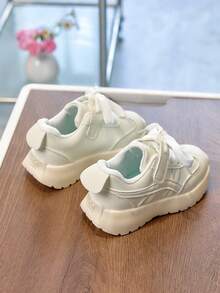 1 Pair White Spring New Children Sports Shoes, Fashion Boys Casual Shoes, Hook And Loop Student Girls Running Shoes - White - View 5