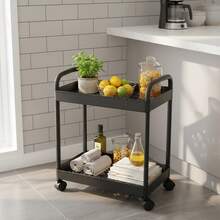 2-Tier Rolling Plastic Storage Cart With Wheels Mobile Organizer Perfect For Kitchen Bathroom Bedroom Laundry Pantry Garage Office Dorm Snack & Household Utility Cart Portable Space Saving Multi-Purpose Sturdy Lightweight Easy Assembly - Multicolor - View 10