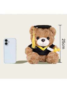 9.84 Inch Mini Graduation Bear Plush Doll With Doctoral Cap, Teddy Bear Doll Suitable For Graduation Season, Halloween, Thanksgiving, New Year, Valentine's Day, Mother's Day, Carnival Gifts, Outdoor Holiday Decor For Living Room, Sofa, Bedroom, Car, Children's Party Favors - Multicolor - View 3