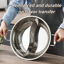 Stainless Steel Double Layer Grid Design Covered Double Flavor Hot Pot With Strainer, Thickened And Deepened Design, Odorless, Heat Resistant, Non-Stick And Rustproof, Suitable For Christmas, New Year, And Family Gatherings - Nồi áp suất 30cm có nắp và nồi chia ngăn + muỗng có lỗ - Xem 5