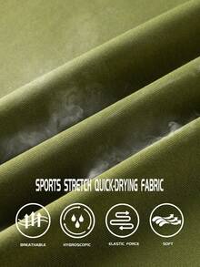 1pc Men's Compression Long Sleeve Fitness Top, Tight Core Workout Base Layer Spring - Olive Green - View 4