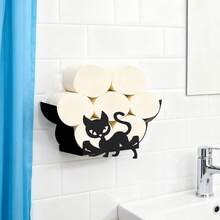 Hållare för kattpapper, dekorativt hängande tillbehör för hemmafixering, lämplig för badrum, kök och sovrum. Den är utdragbar, vikbar och hållbar, vilket gör den till en praktisk heminredningsartikel. En kreativ förvaringshylla för toalettpapper. - Svart - Visa 3