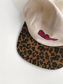 1 件软顶平檐帽，复古拼布滑板 5 片帽，女式豹纹帽檐帽，BiteBerry 原创美国字母撞色棒球帽，男女通用时尚休闲防晒棒球帽，户外街头滑板嬉皮小妞风格 - 豹紋拼色 - 查看 6