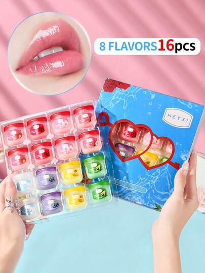 16 piezas/8 piezas Set de Bálsamo Labial - Hidratante y Humectante, Sin Alcohol Para Todo Tipo de Piel, Bálsamo Labial Hidratante y Humedad Todo el Día, Set de Brillo Labial, Máscara Labial, Regalo Perfecto para Halloween, Navidad, Día de San Valentín, Cuidado Personal, Cuidado de la Piel, Regalos para Mujeres, Navidad, Invierno, Rosa, Graduación
