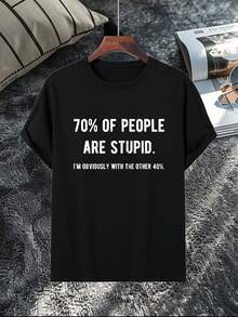 Chemise à manches courtes imprimée de manière humoristique et personnalisée, décontractée et ludique pour la vie de tous les jours, convenant à diverses occasions de loisirs. - Noir - Voir 12