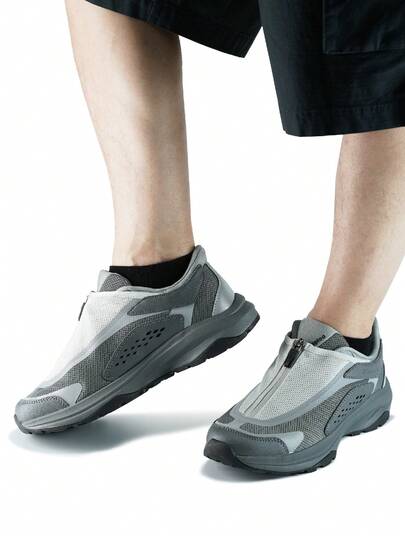 baasploa 男士徒步鞋，防滑，户外运动鞋，双层拉链面料，套穿式，舒适减震，低帮设计，徒步登山鞋，户外工作鞋，安全防护鞋