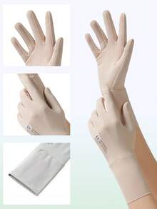 1双女士轻薄夏季手套，冰丝透气，日常户外防晒手套 - 彩色 - 查看 7