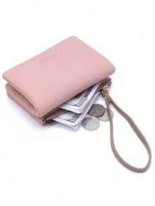 新叶吊坠女士短款手提包，高品质PU纯色双拉链短款钱包手提包，多功能卡片及银行卡收纳包，日常旅行、旅游、派对手提包，送给妈妈、女朋友、生日、感恩节、新年礼物，学院风学生大容量零钱包，日常旅行收纳小包，儿童零花钱短款方包，折叠零钱包 - 彩色 - 查看 6