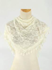 1 chiếc khăn choàng cổ tam giác thêu ren màu trơn cho nữ, khăn choàng đầu hoa hồng rỗng, khăn choàng voan tua rua đa năng, phong cách Bohemian phù hợp để mặc hàng ngày trong mọi mùa - khăn tam giác - Xem 51