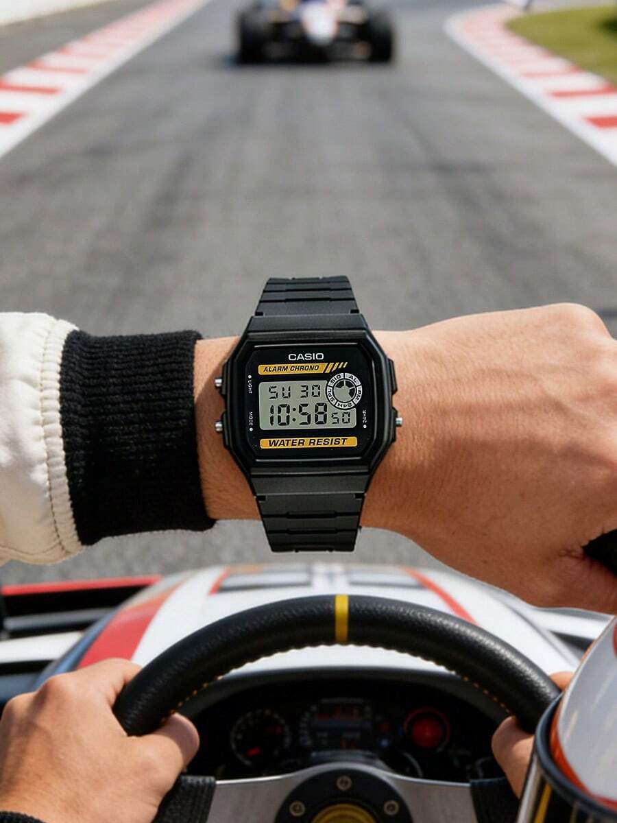 Reloj casual deportivo para hombres Casio, con función cronógrafo, esfera redonda, correa de silicona, movimiento de cuarzo, adecuado para deportes diarios y uso en exteriores, puede usarse como regalo de Navidad, accesorio para hombres y regalo de cumpleaños para aficiones masculinas - Amarillo Negro - Ver 1