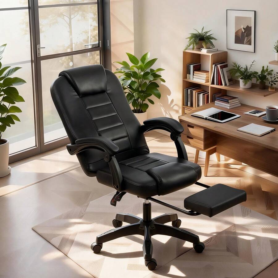 Silla Gamer Negra - Soporte Lumbar Ergonómico para Sesiones Largas de Gaming y Trabajo - Negro - Ver 1