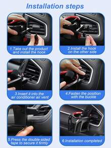 1Pc Car Multi-Function Cup Holder, Air Vent Mount Adjustable Cup Slot & Phone Stand, Holds 7.2" Phones & 7.5cm Bottles, One-Hand Operation - Phone Stand - View 9