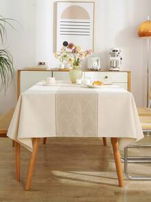 1pc Geometric Pattern Jacquard Waterproof Tablecloth, Polyester Fabric, Rectangular Or Square, Suitable For Living Room, Dining Room, Party, Home Decor, Room Decor, Tabletop Decor And Holiday Gift, Multiple Sizes Available, Machine Washable - Beige - View 6