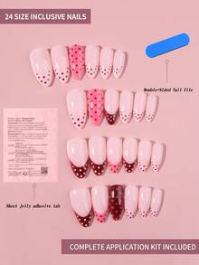 Bộ 24 miếng dán móng tay hình hạnh nhân dài màu hồng, màu macaron, sọc và chấm bi, hình ngôi sao, vừa khít hoàn hảo. Bộ sản phẩm bao gồm: 1 gel dán và 1 dũa móng. Nghệ thuật làm móng mùa hè, phù hợp cho phụ nữ và các cô gái sử dụng hàng ngày khi đi làm và dự tiệc. Dụng cụ làm móng. - Hồng - Xem 3