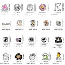 20pcs/Set Cute Enamel Pin Lapel Pins Badges On Backpack Women's Brooch Clothes Gift Jewelry Fashion Accessories - Black - View 2